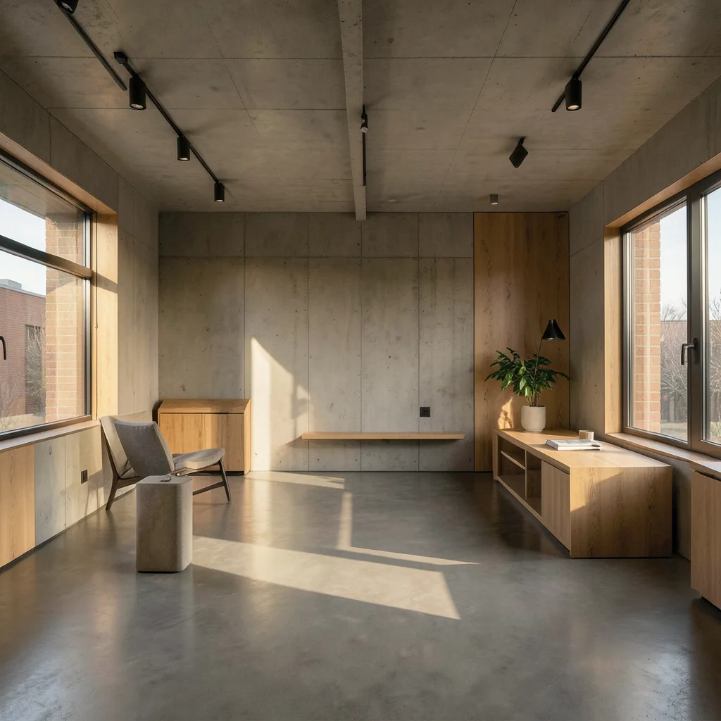 Studio workspace bathed in warm afternoon light