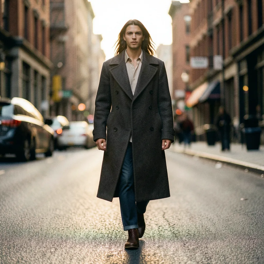 Model wearing the new autumn outerwear collection