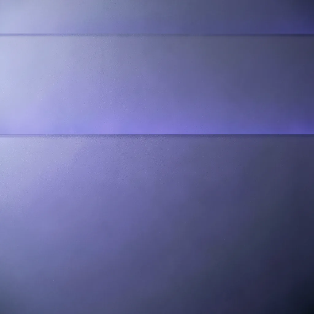 Layered frosted glass panels with an indigo glow
